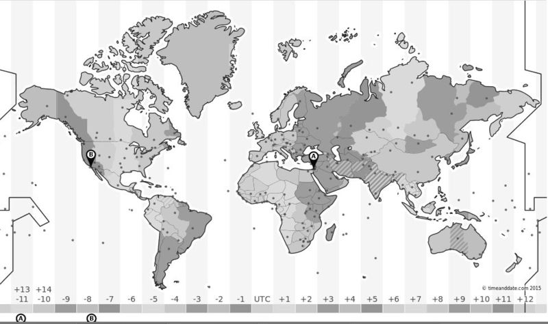 San Diego CA Jerusalem Isreal World Map