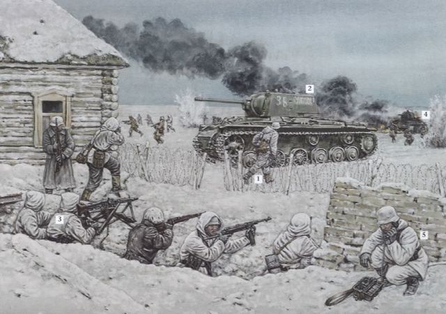 Kampfgruppe Stieber rechazando un ataque soviético durante la Operación Marte. Noviembre 1942