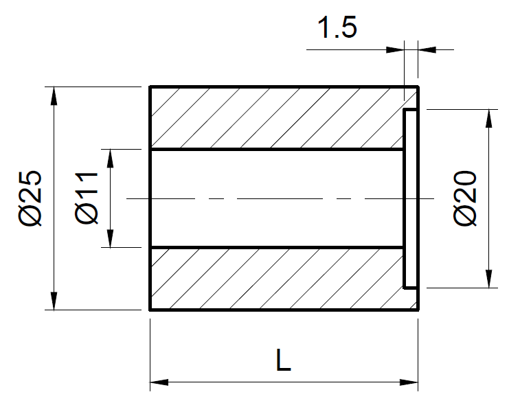 Чертеж втулки с размерами